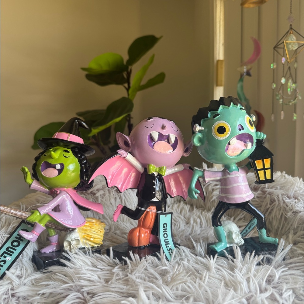 Halloween Ghoulish Frankenstein, Bad Witch Elphaba, Dracula Vampire Figurines